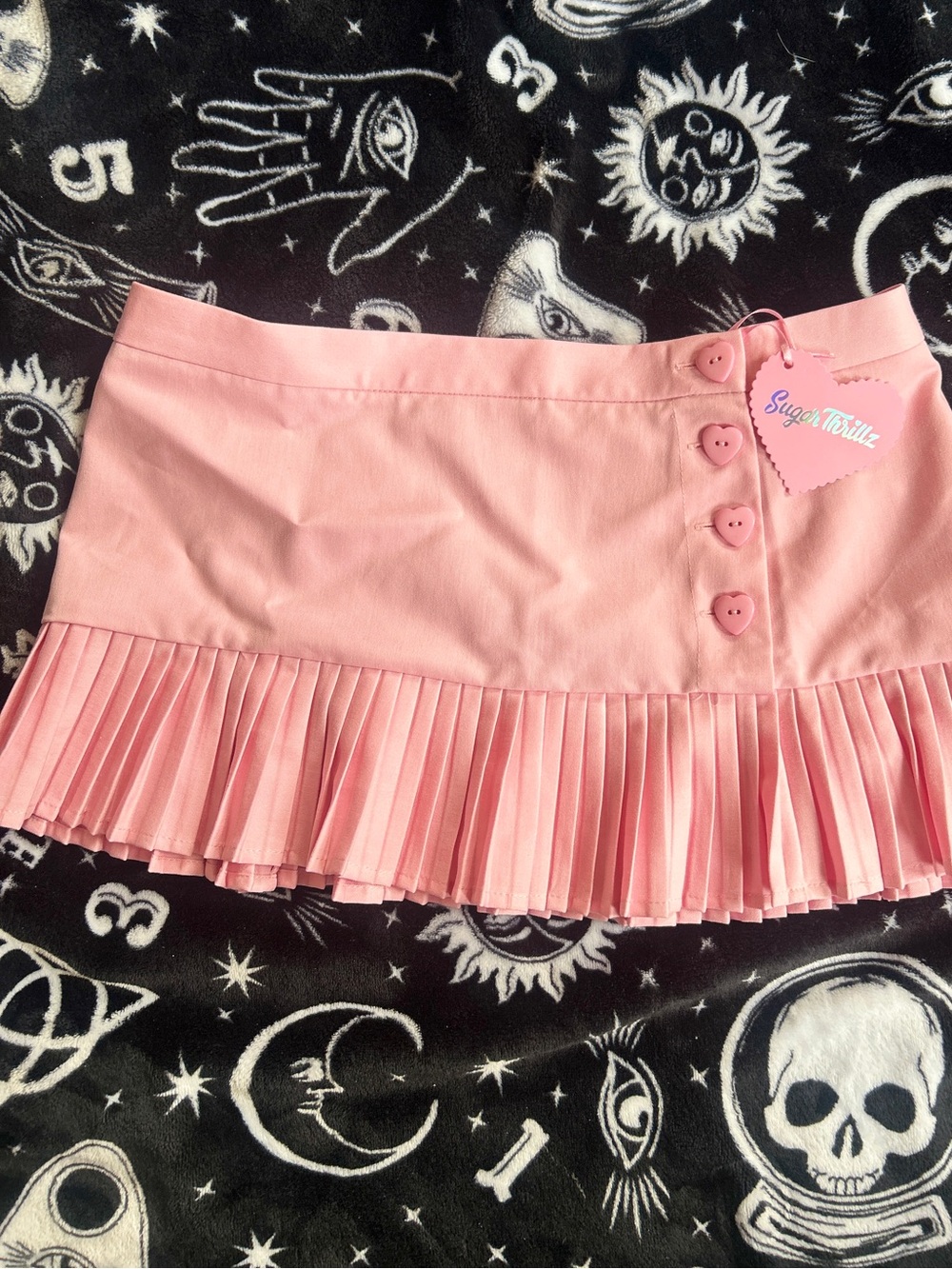 Sugar Thrillz Pink Pleated Mini Skirt M - NWT